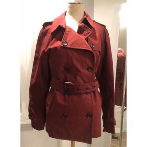 Oxblood short trench coat